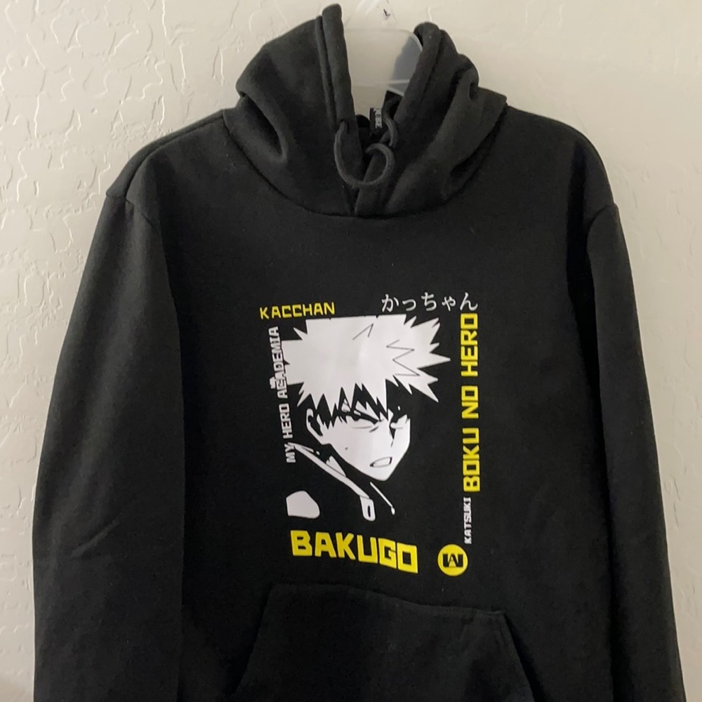 NEW Bakugo Boku No Hero Black Hoodie Never Worn Md